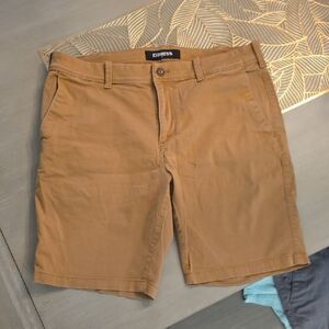 Express Men's Brown Flat Front Shorts